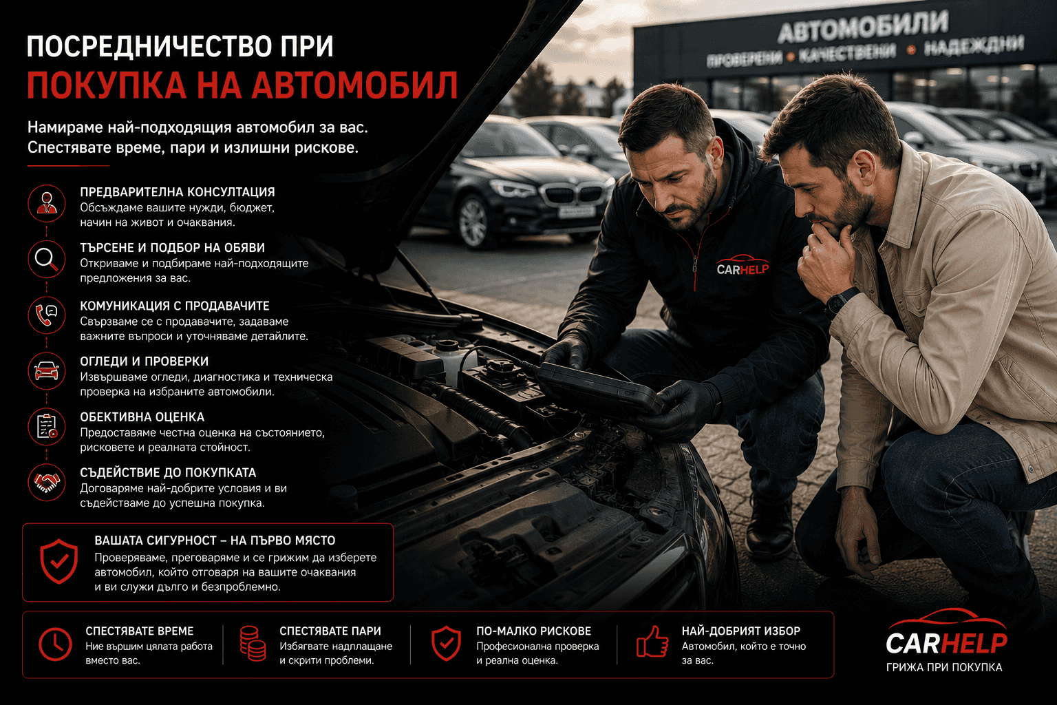 Челна снимка на услуга Посредничество при покупка на автомобил