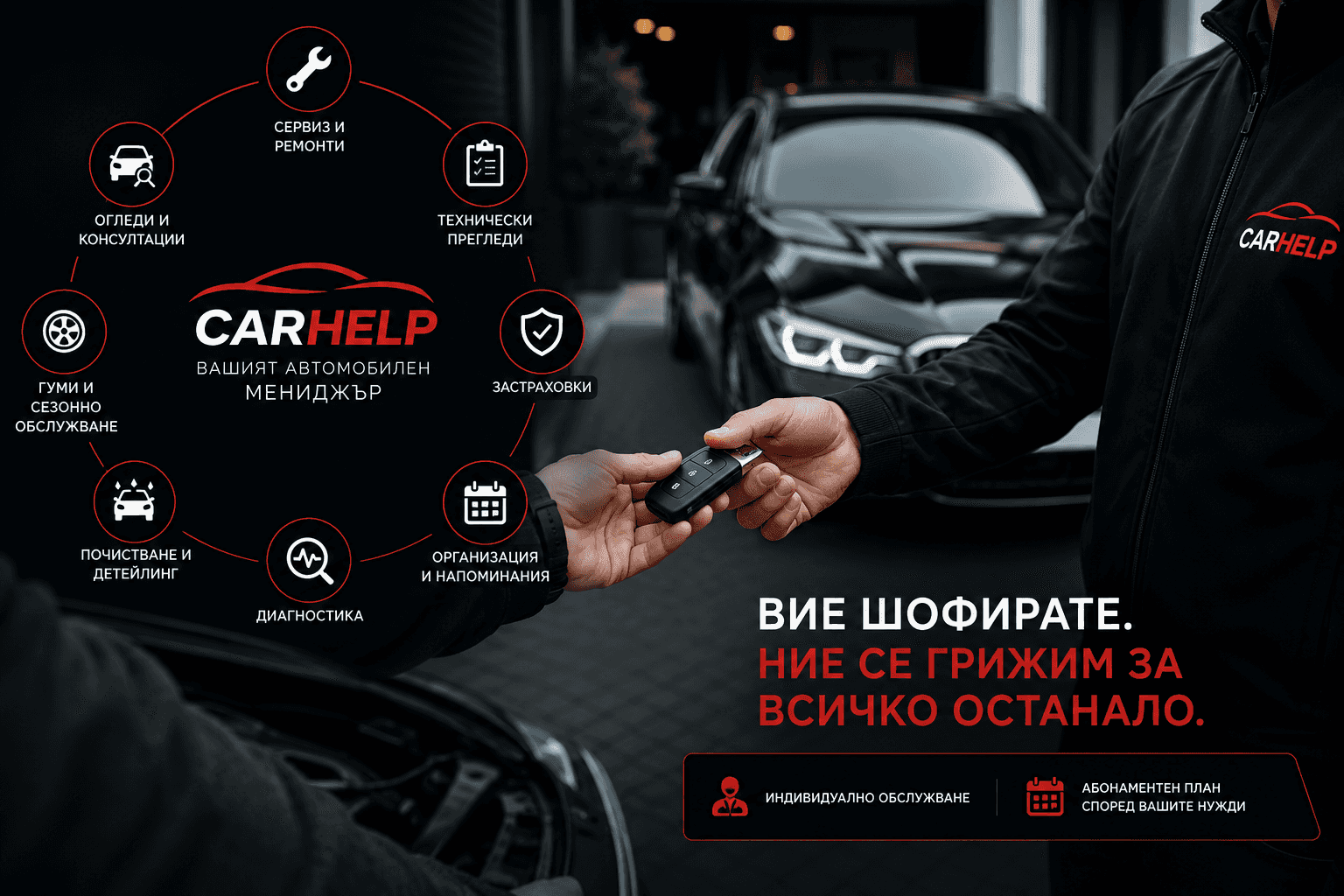 Челна снимка на услуга Автомобилен мениджмънт